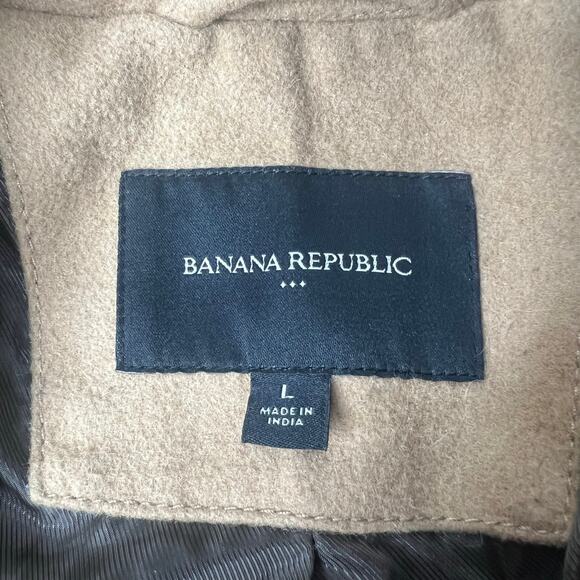 Banana Republic Men's Chesterfield Coat Sz L Camel Wool Blend Topcoat 3-Button - Picture 11 of 16